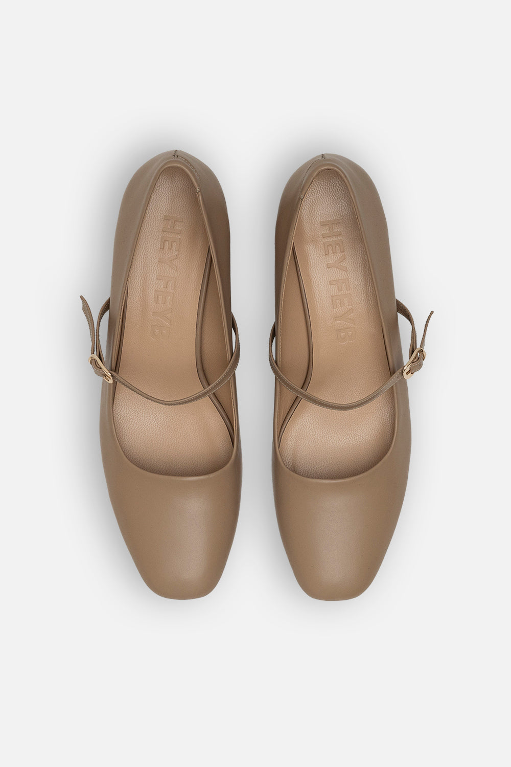 Warm Beige Leather Cladia Mid Heel Shoes