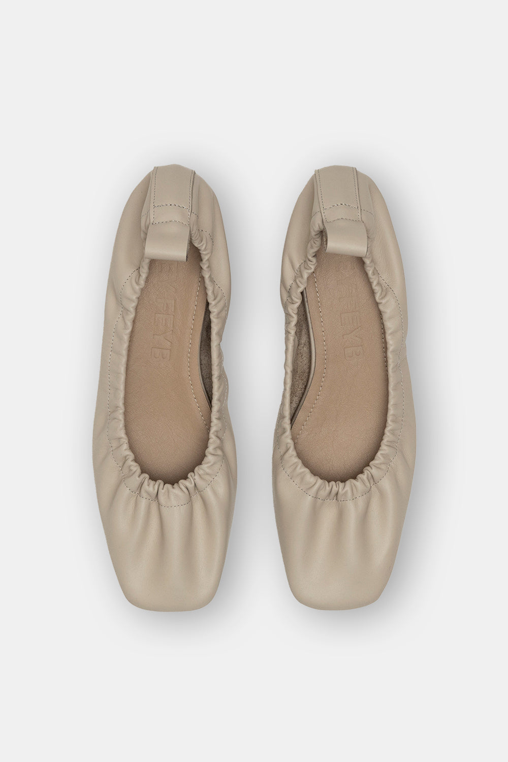 Cream Leather Felia Low Heeled Gathered Ballerinas