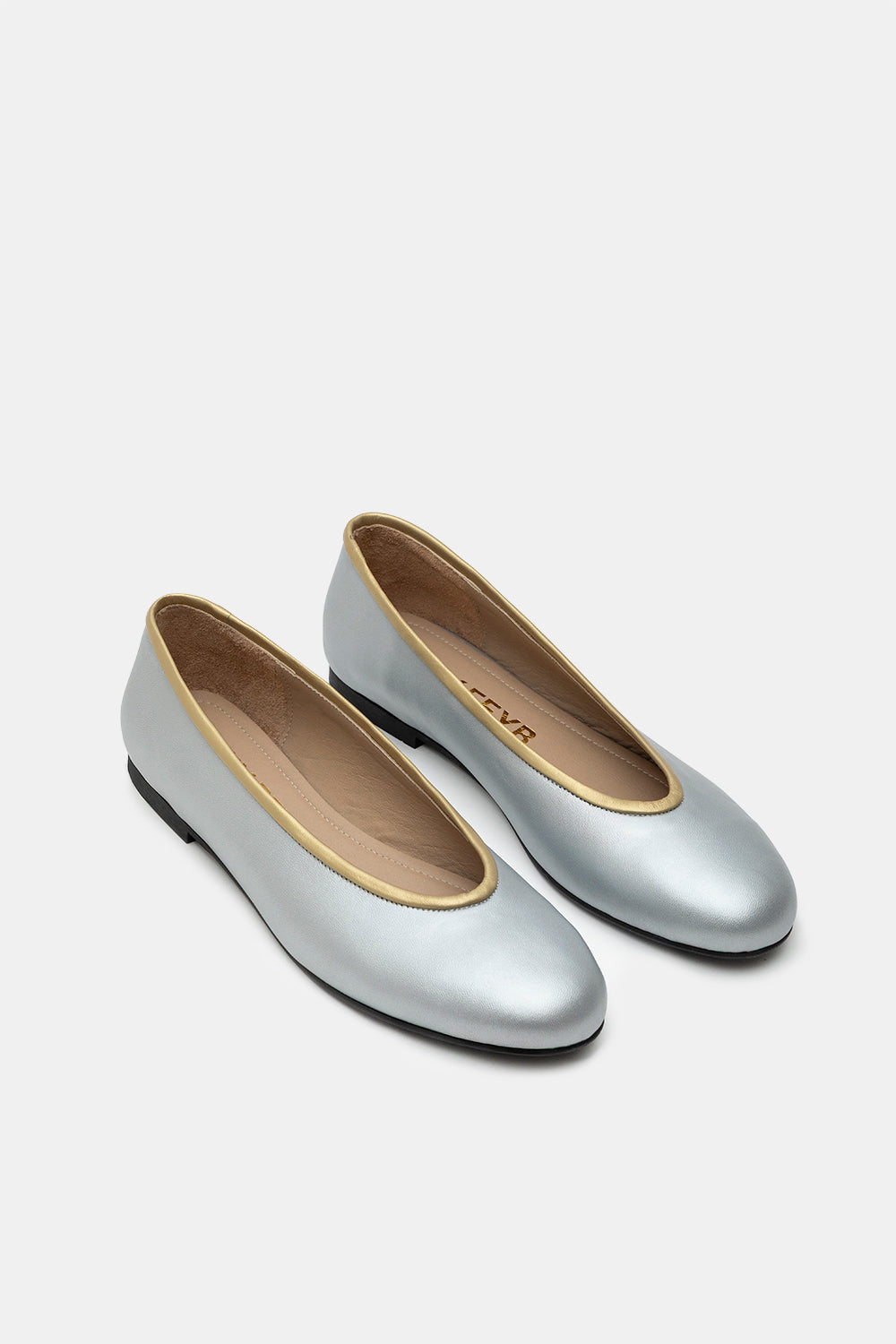 Silver Lambskin Vevi Minimal Ballerinas