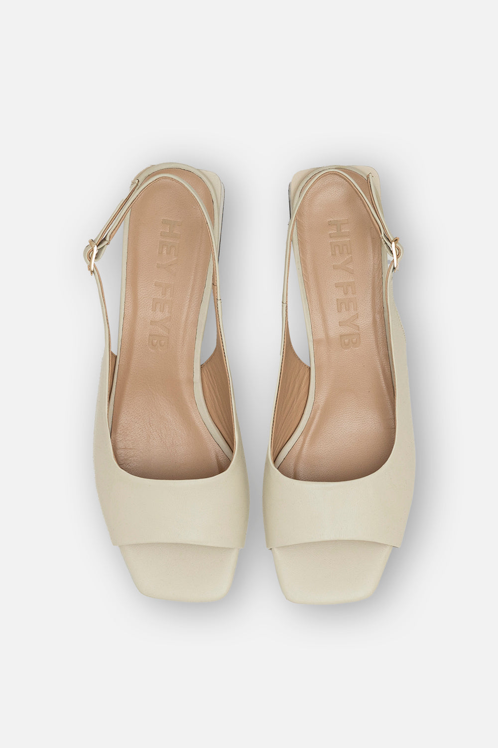 Cream Leather Miena Mid-Heel Sandals