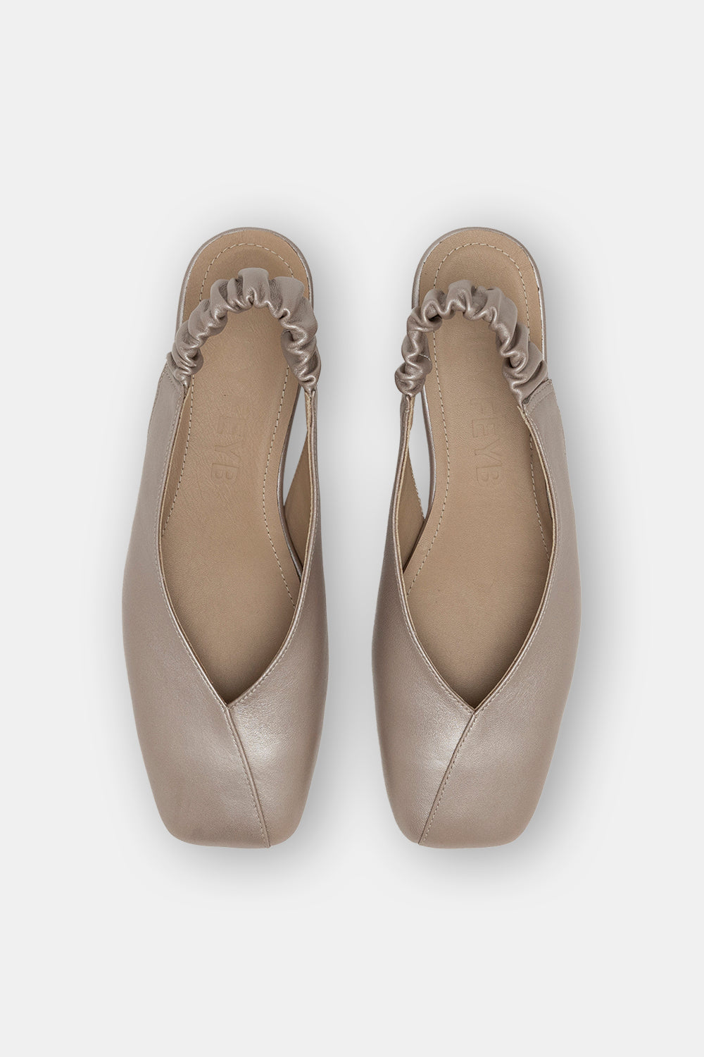 Pearlescent Beige Lambskin Junie Low Heeled Ballerinas with Open Back