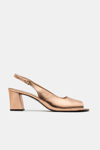 Rose Gold Leather Notte Slingback Heeled Sandals