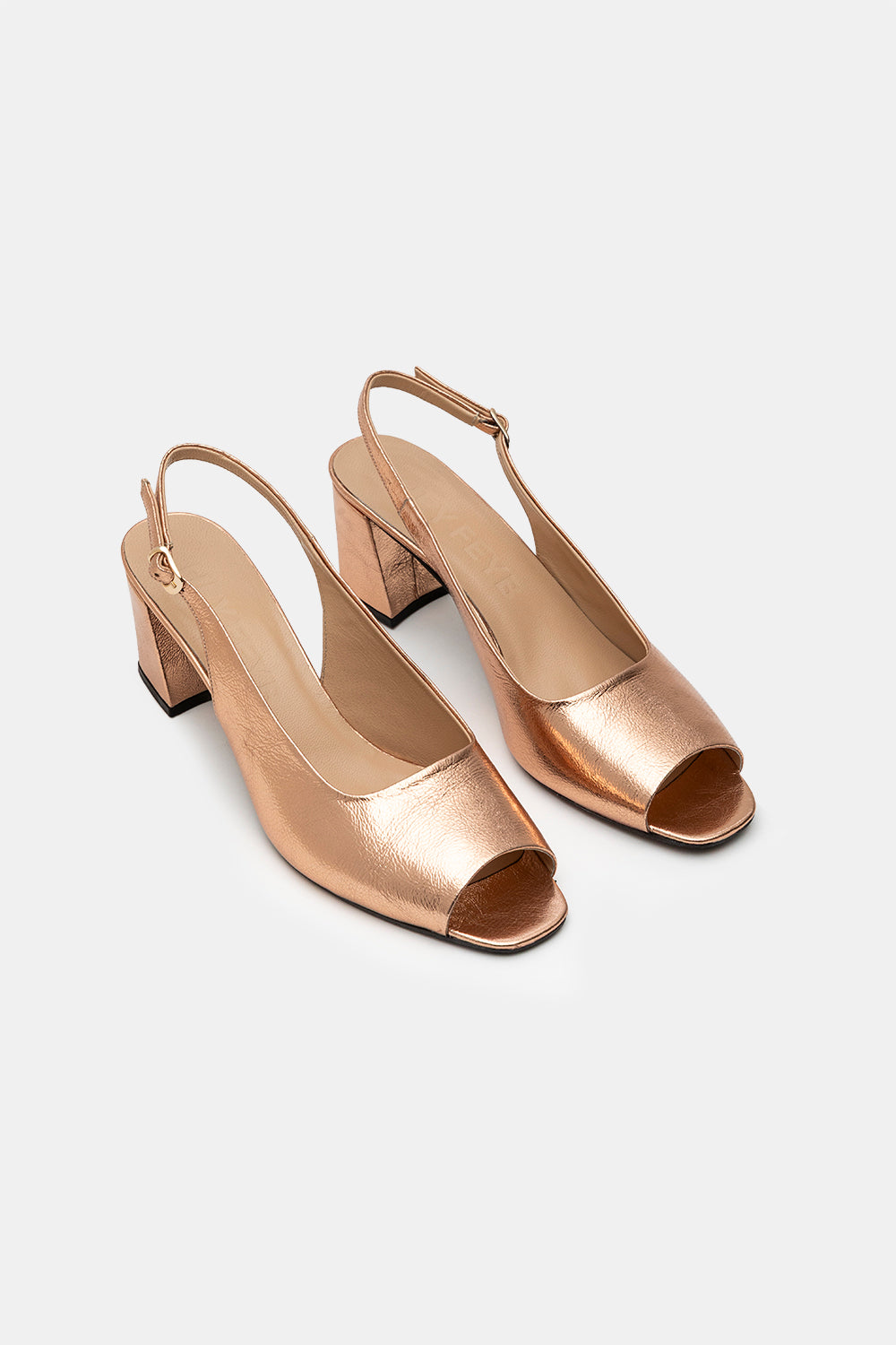 Rose Gold Leather Notte Slingback Heeled Sandals