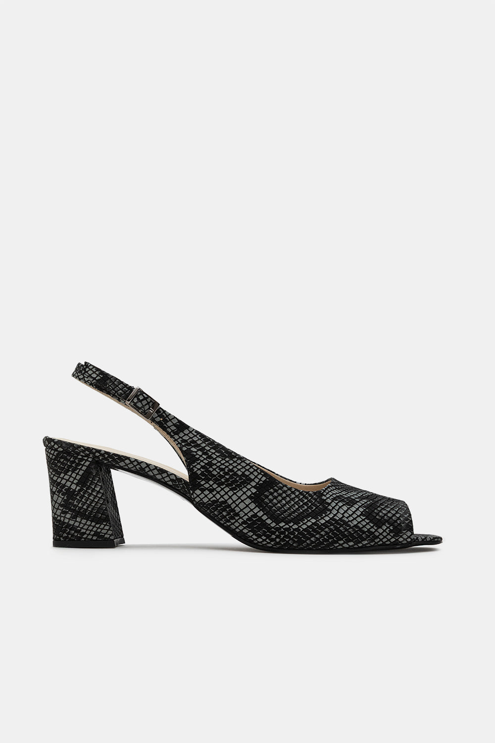 Snake Print Leather Notte Slingback Heeled Sandals
