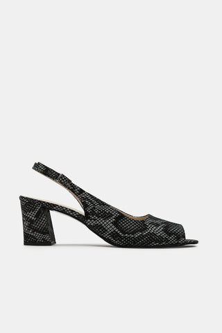 Snake Print Leather Notte Slingback Heeled Sandals