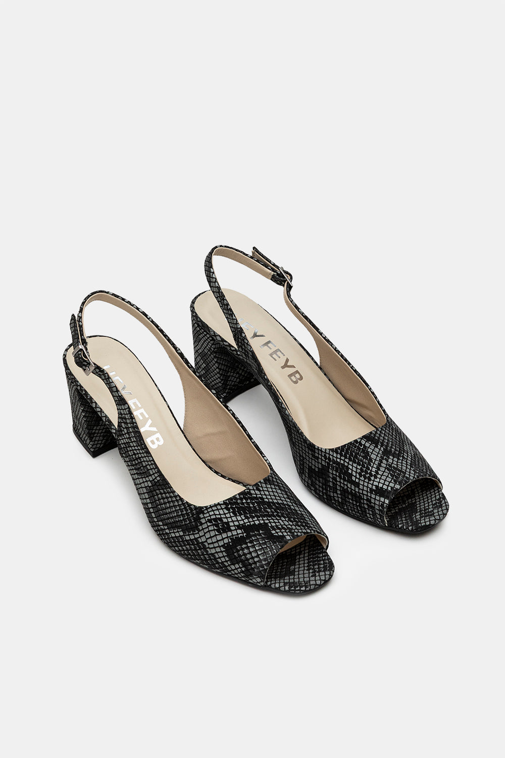 Snake Print Leather Notte Slingback Heeled Sandals