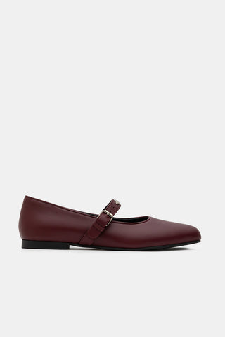 Burgundy Lambskin Relina Strappy Ballerinas