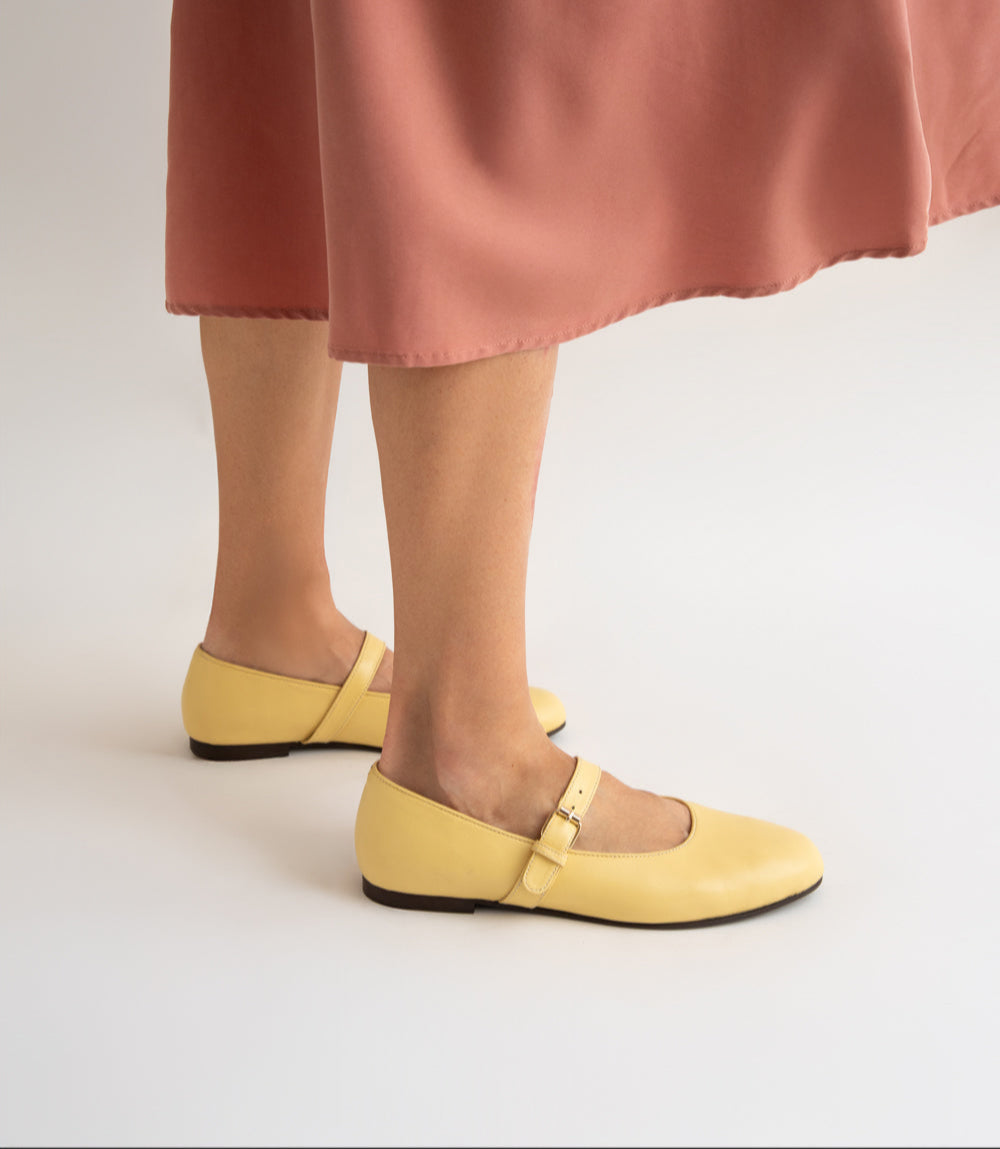 Pastel Yellow Leather Soelle Mary Jane