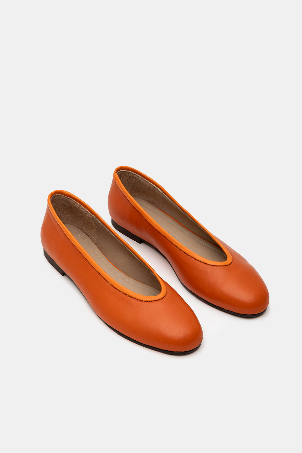 Tangerine Lambskin Vevi Minimal Ballerinas